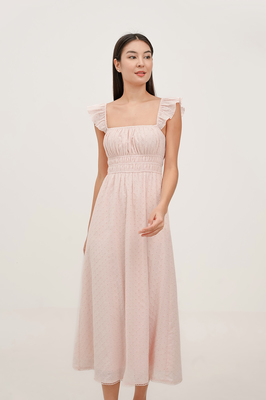 Tiana Broderie Ruffle Midi Dress