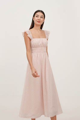 Tiana Broderie Ruffle Midi Dress