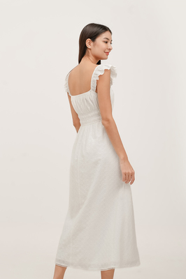 Tiana Broderie Ruffle Midi Dress