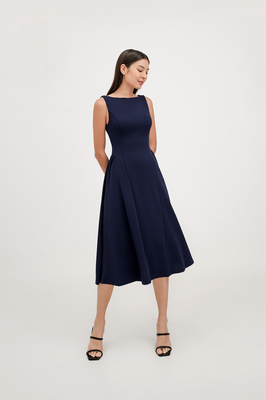 Erlene Boatneck Midi Dress