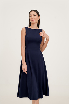 Erlene Boatneck Midi Dress