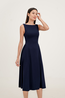 Erlene Boatneck Midi Dress