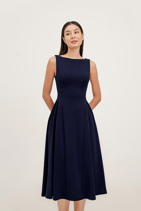 Erlene Boatneck Midi Dress