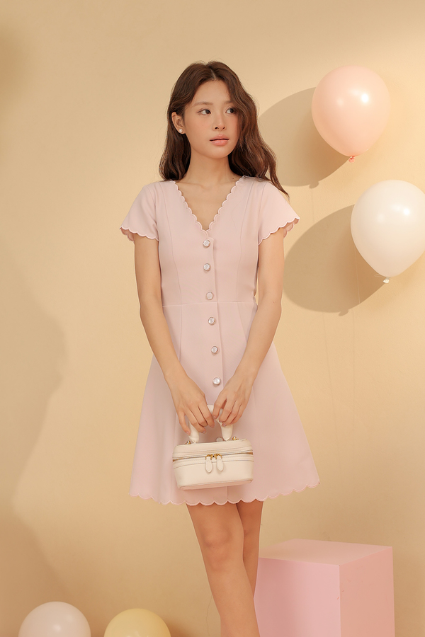 Tiara Scallop Sleeve Dress