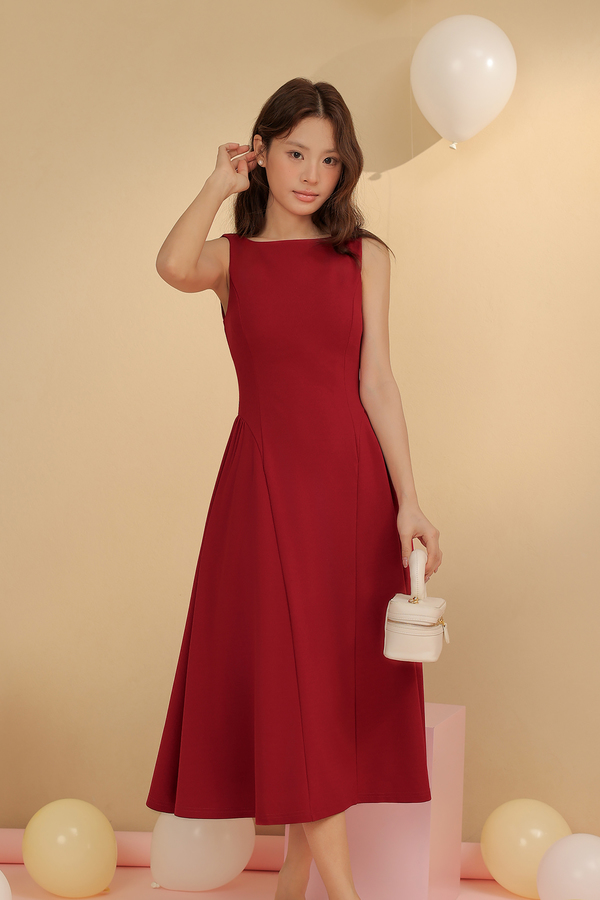 Erlene Boatneck Midi Dress