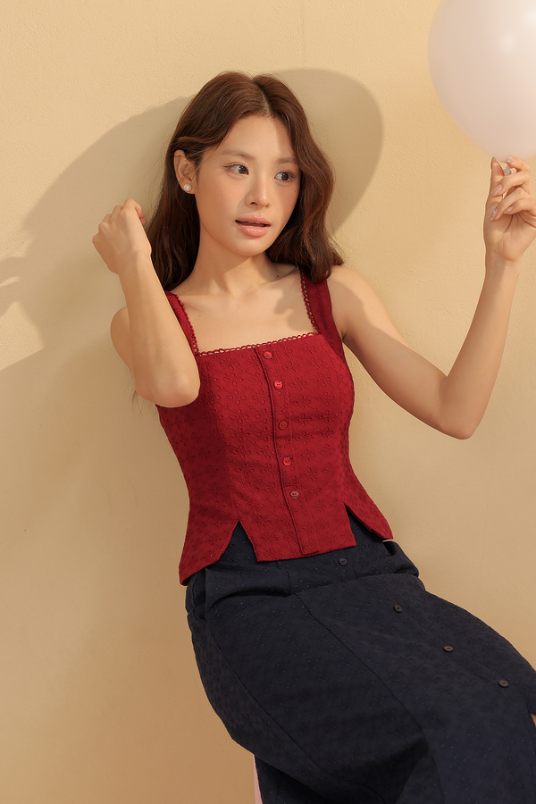 Samie Padded Broderie Vest Top