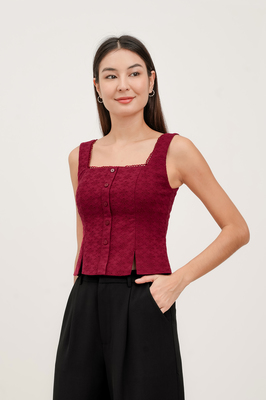 Samie Padded Broderie Vest Top