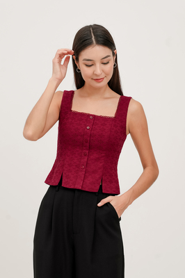 Samie Padded Broderie Vest Top