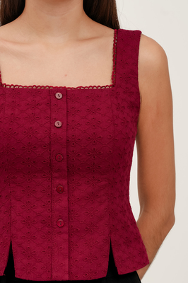 Samie Padded Broderie Vest Top