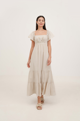 Cedar Embroidered Flutter Maxi Dress