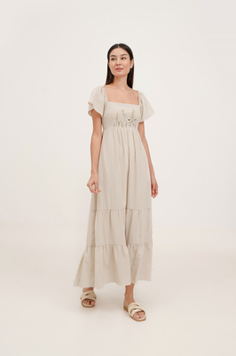 Cedar Embroidered Flutter Maxi Dress