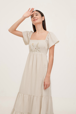 Cedar Embroidered Flutter Maxi Dress