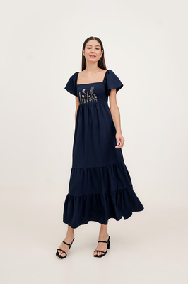 Cedar Embroidered Flutter Maxi Dress