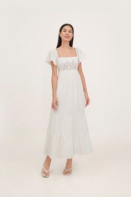 Cedar Embroidered Flutter Maxi Dress