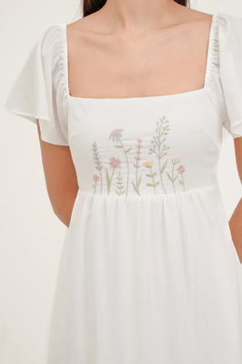 Cedar Embroidered Flutter Maxi Dress