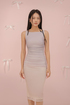Reverie Padded Boat Neck Mesh Dress