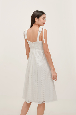 Dyonne Padded Broderie Knotted Midi Dress