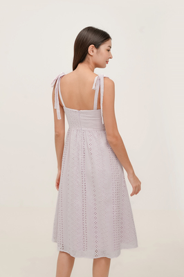 Dyonne Padded Broderie Knotted Midi Dress