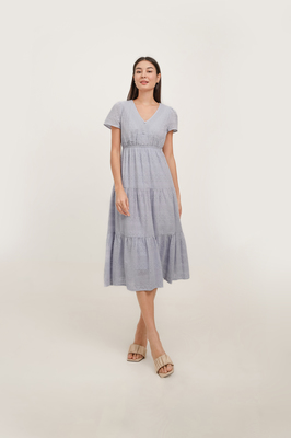 Lila Broderie Tiered Midi Dress