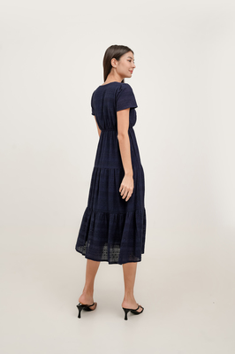 Lila Broderie Tiered Midi Dress