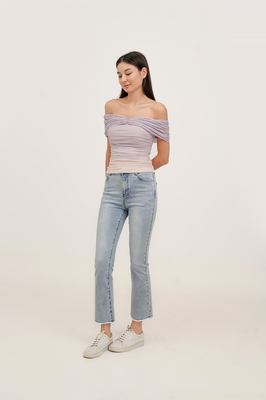 Reverie Rosette Off Shoulder Mesh Top