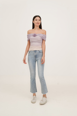 Reverie Rosette Off Shoulder Mesh Top