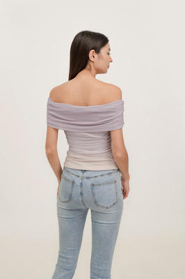 Reverie Rosette Off Shoulder Mesh Top