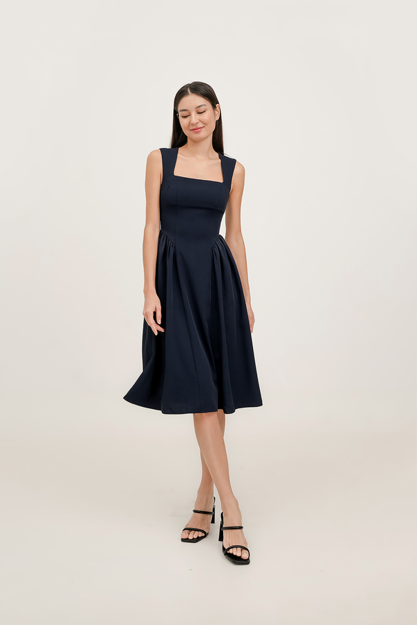 Brielle Basque Waist Midi Dress