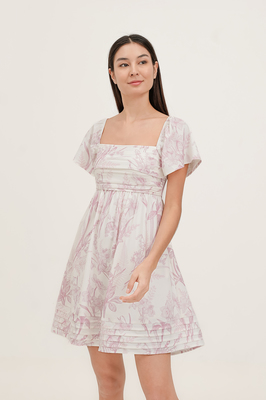 Mirage Flutter Sleeve Pintuck Dress