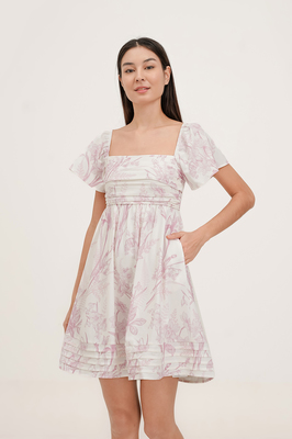 Mirage Flutter Sleeve Pintuck Dress