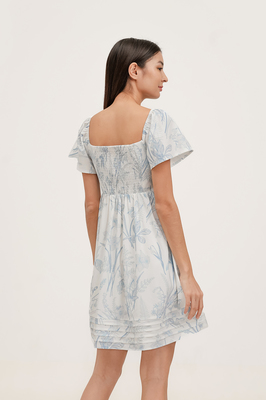 Mirage Flutter Sleeve Pintuck Dress