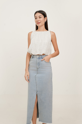 Jenner Slit Denim Maxi Skirt