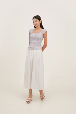 Fields Padded Mesh Ruched Top