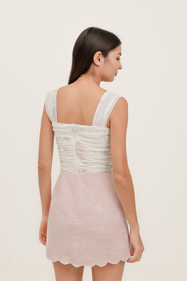 Fields Padded Mesh Ruched Top