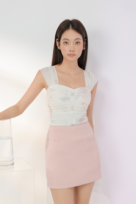 Fields Padded Mesh Ruched Top