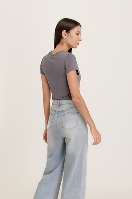 Zara Padded Ruched Basic Tee