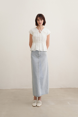 Camille Shirred Ribbon Top