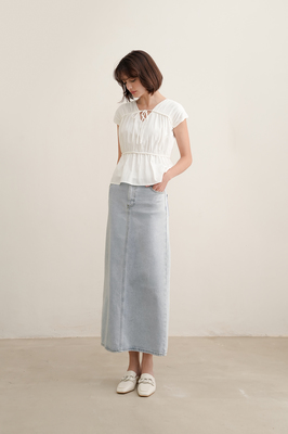 Camille Shirred Ribbon Top