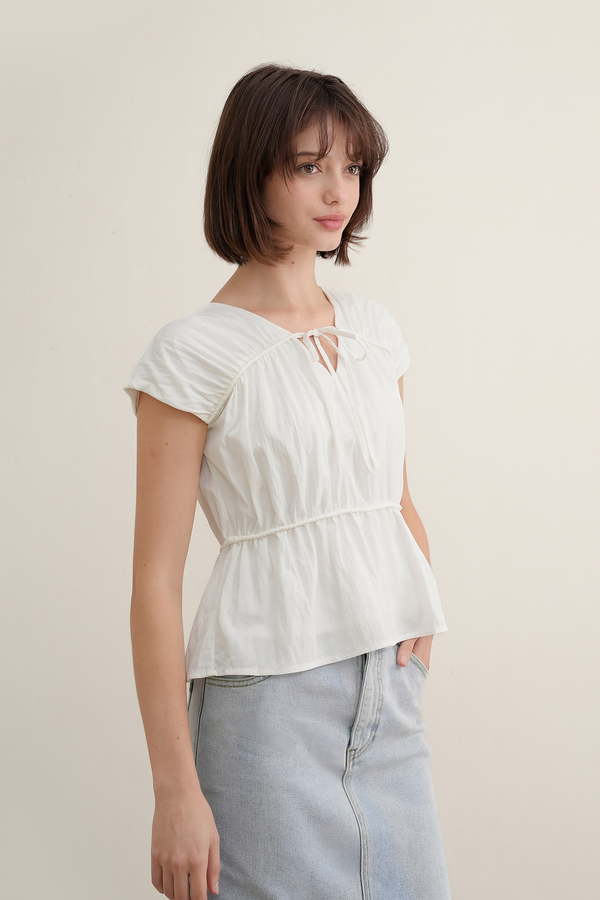 Camille Shirred Ribbon Top
