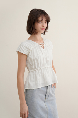 Camille Shirred Ribbon Top