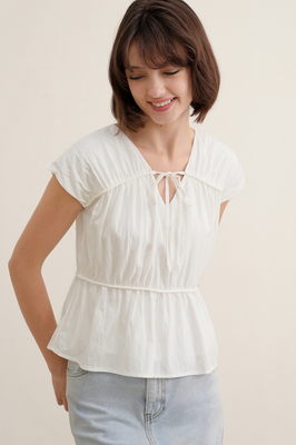 Camille Shirred Ribbon Top
