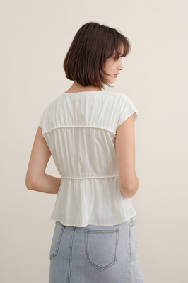 Camille Shirred Ribbon Top