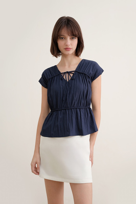 Camille Shirred Ribbon Top
