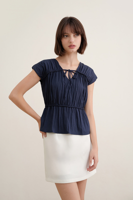Camille Shirred Ribbon Top