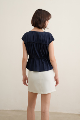 Camille Shirred Ribbon Top