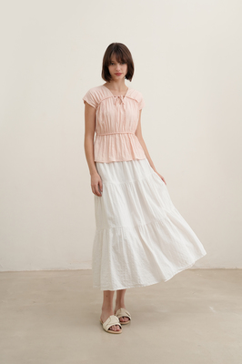 Camille Shirred Ribbon Top