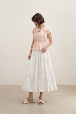 Camille Shirred Ribbon Top
