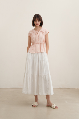 Camille Shirred Ribbon Top