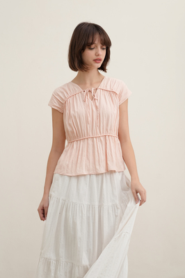 Camille Shirred Ribbon Top