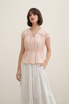 Camille Shirred Ribbon Top